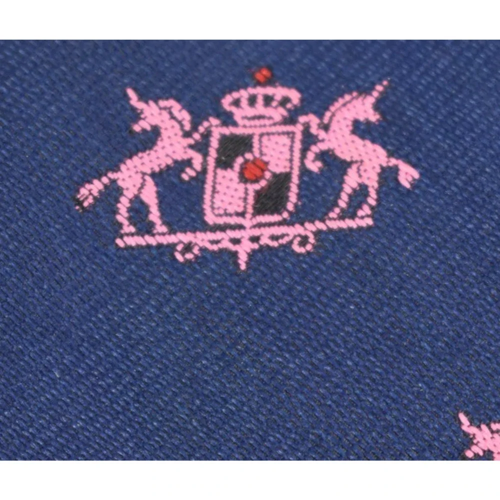 Vtg RESISTO x LEGGETT Heraldic Clubs Unicorn Navy Necktie Neck Tie Harry Styles